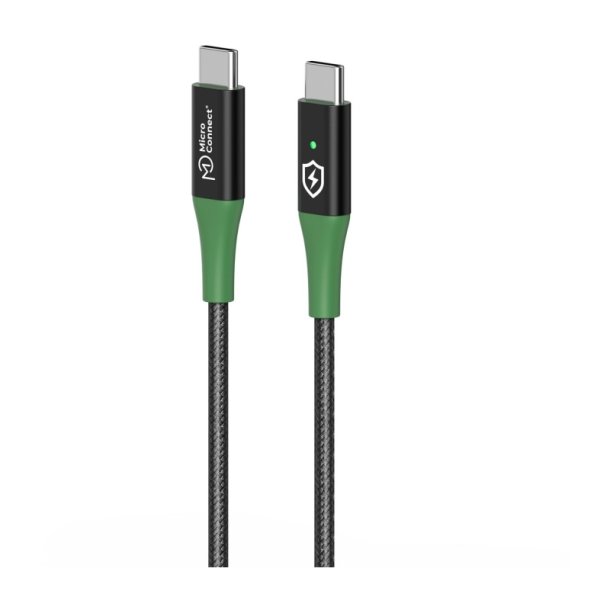 MicroConnect USB kabel - Smart Charge USB-C to USB-C - Cable 1m - sort/Green Smart 